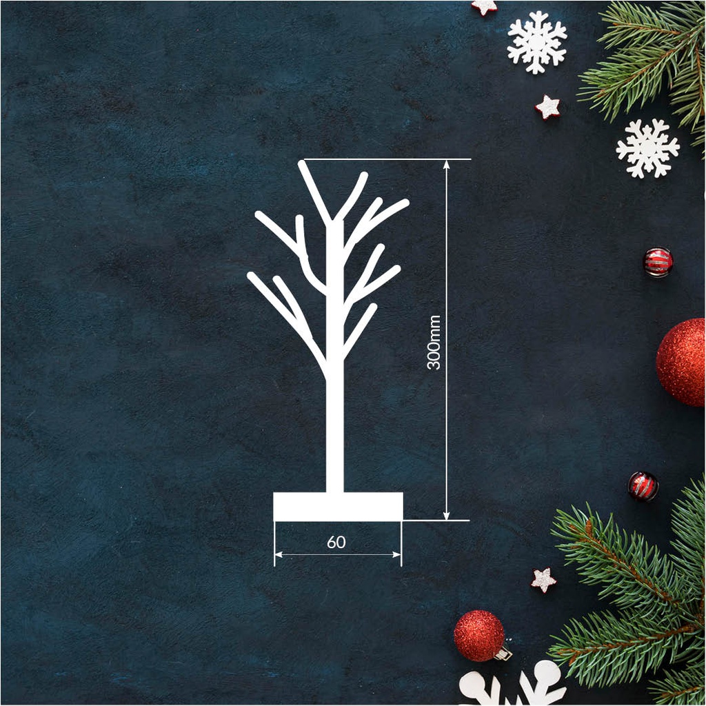 Árbol decorativo LED Cumia 30cm 2xAA Blanco