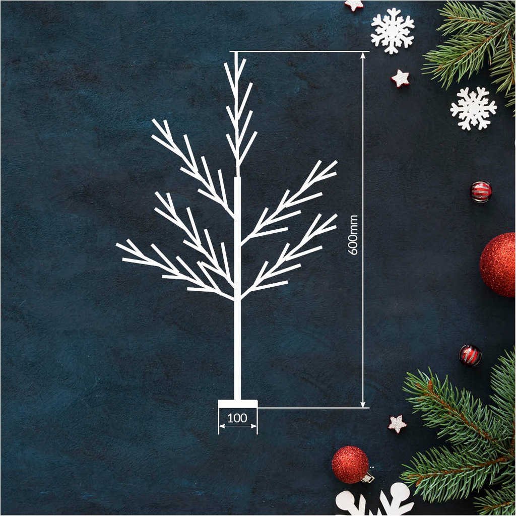 Árbol decorativo LED Cumia 60cm 3xAA Blanco