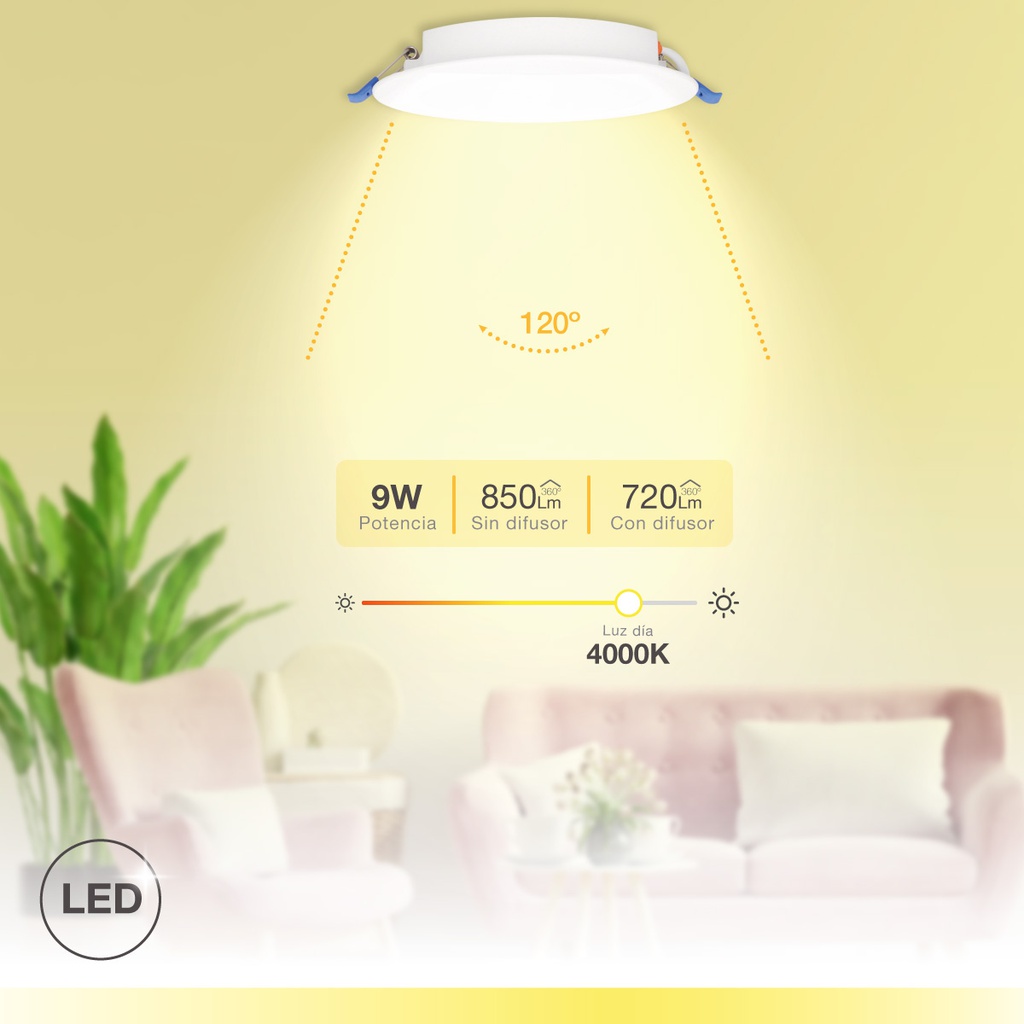 Downlight empotrable LED redondo Belur 9W 4000K Blanco