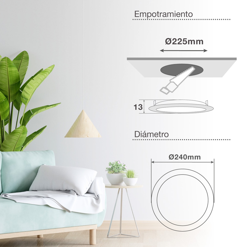 Downlight empotrable LED redondo Lonbo 20W 4200K Blanco