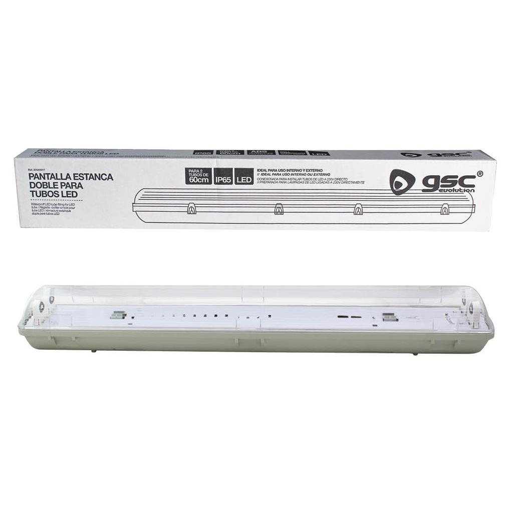 Pantalla estanca para 2 tubos LED T8 60cm