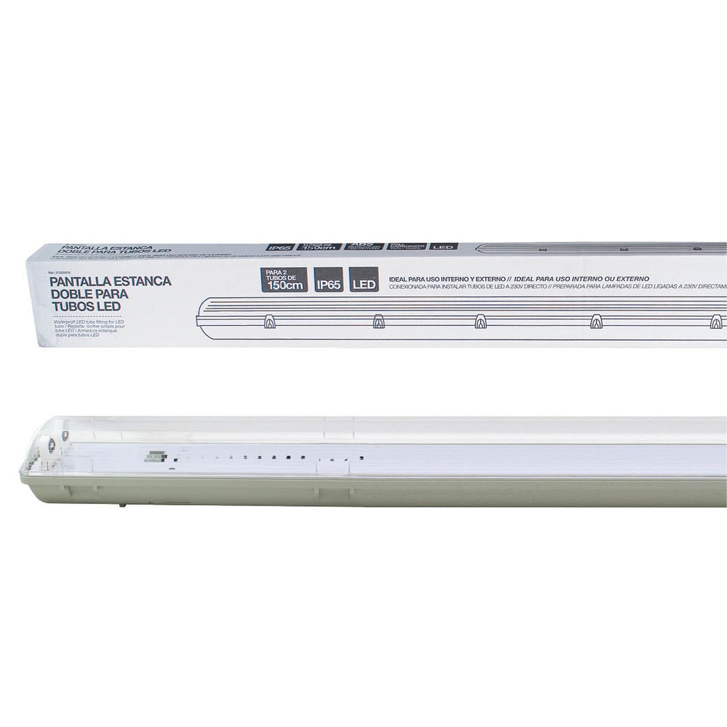 Pantalla estanca para 2 tubos LED T8 150cm