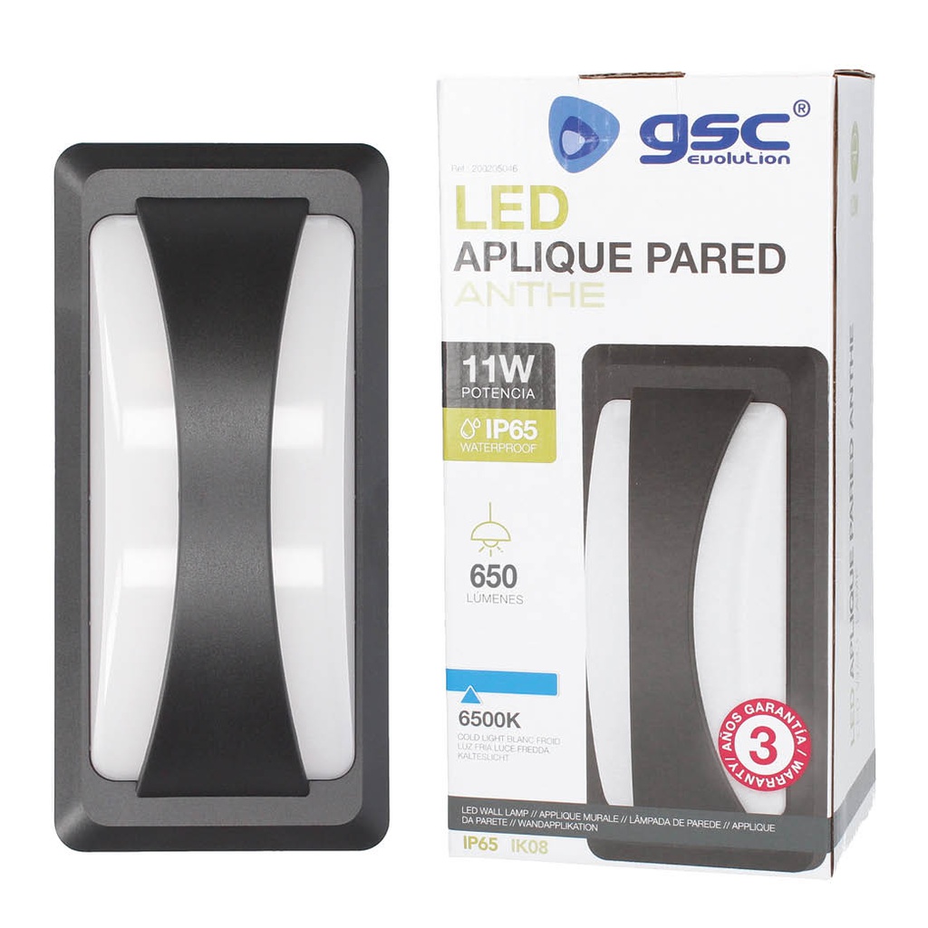 Aplique pared LED Anthe 11W 6500K IP65 Gris antracita