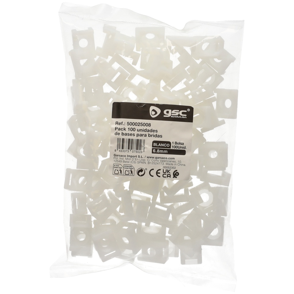 Pack 100u bases para bridas 6.8mm