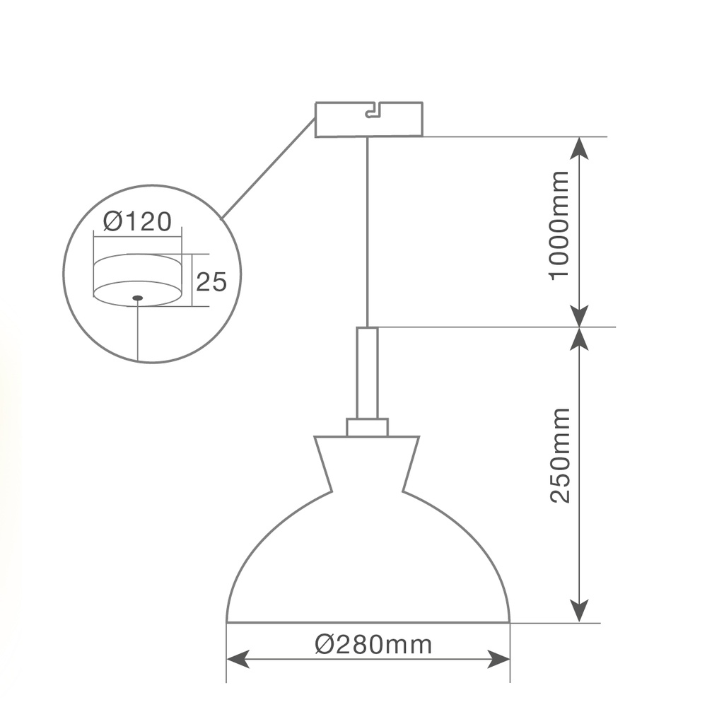 Lámpara de techo colgante Serie Sompara E27 Ø280mm Negro