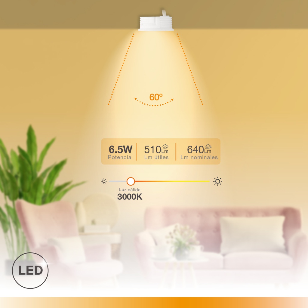 Módulo LED plano Serie Lúbia para focos y aros empotrables 60º 6,5W 3000K