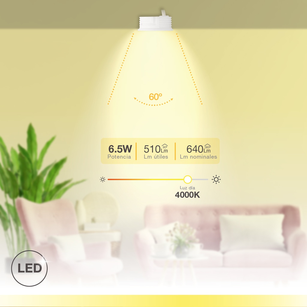 Módulo LED plano Serie Lúbia para focos y aros empotrables 60º 6,5W 4000K