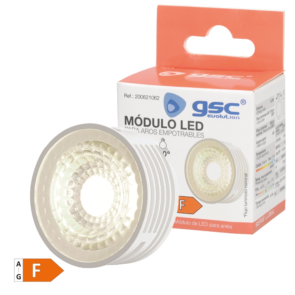 Módulo LED plano Serie Lúbia para focos y aros empotrables 60º 6,5W 6000K