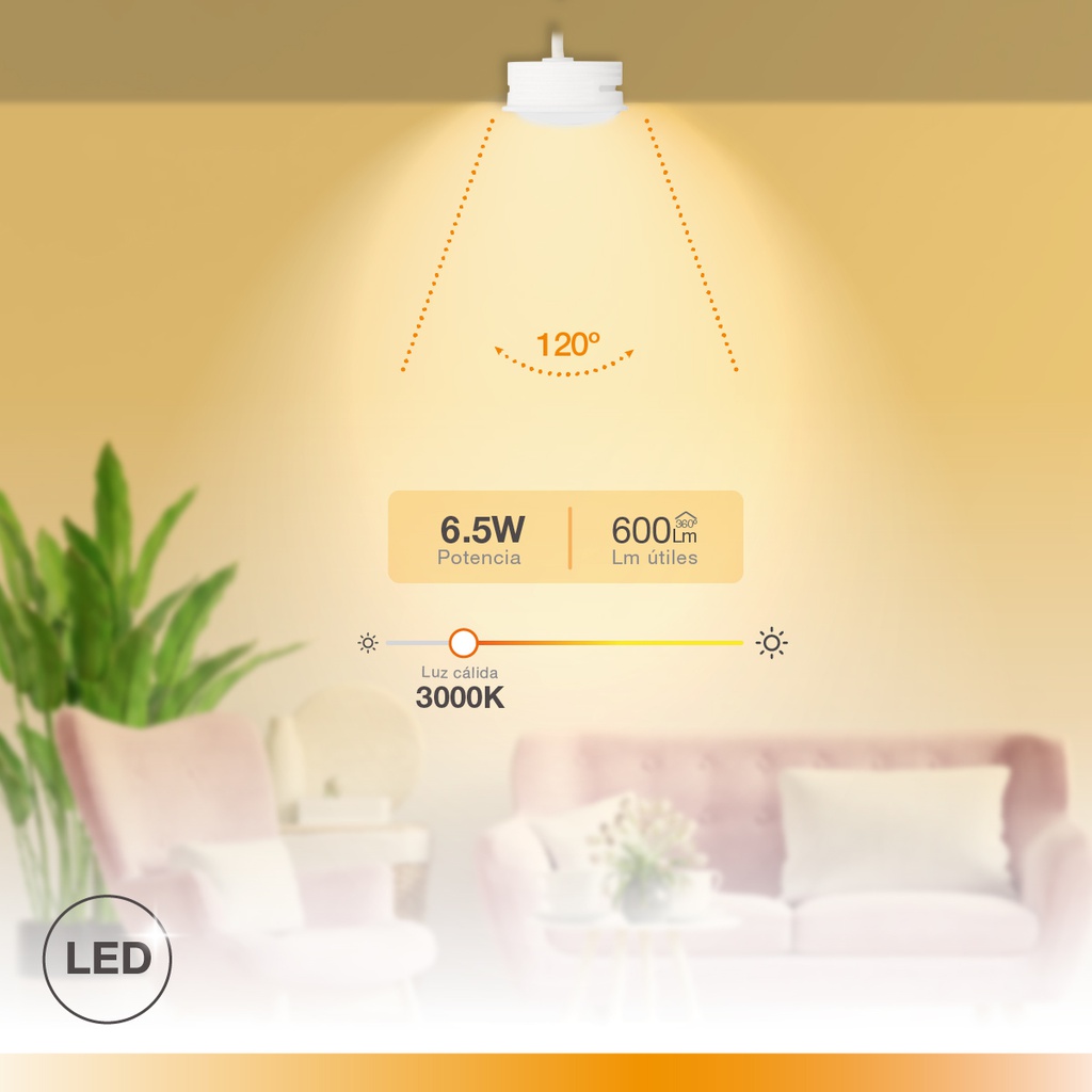 Módulo LED plano Serie Andulo para focos y aros empotrables 120º 6,5W 3000K