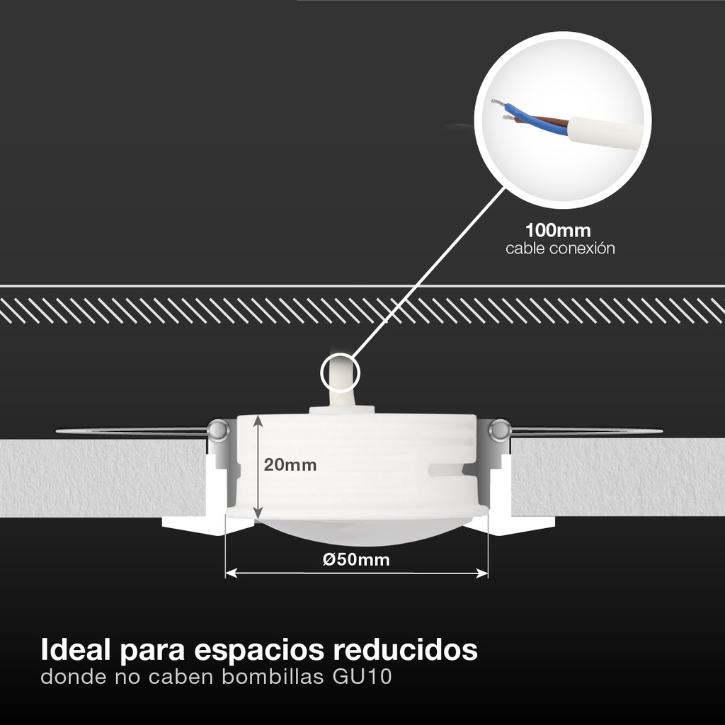 Módulo LED plano Serie Andulo para focos y aros empotrables 120º 6,5W 3000K