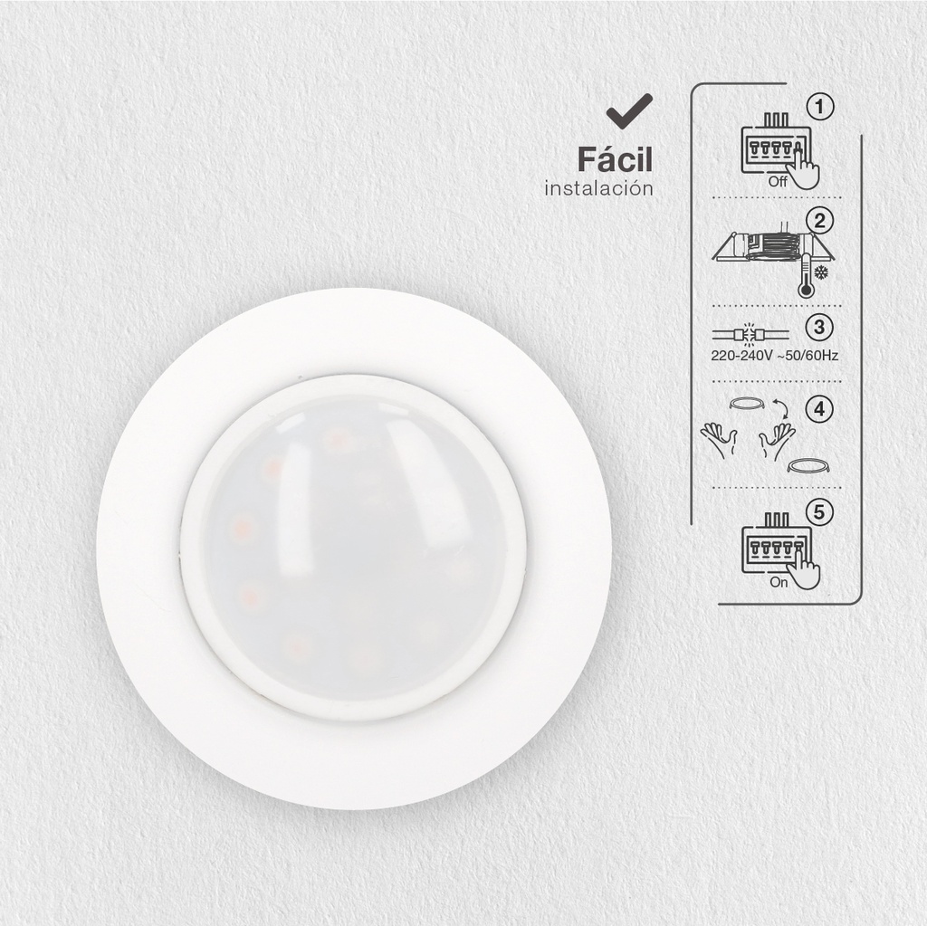 Módulo LED plano Serie Andulo para focos y aros empotrables 120º 6,5W 3000K