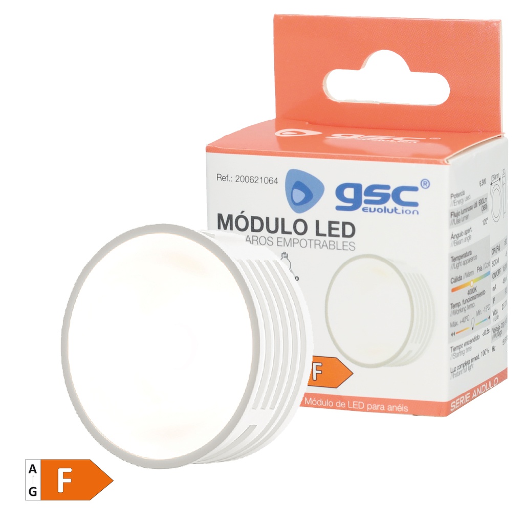 Módulo LED plano Serie Andulo para focos y aros empotrables 120º 6,5W 4000K