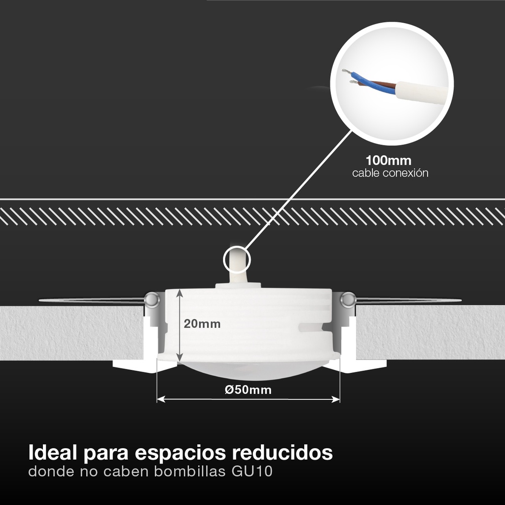 Módulo LED plano Serie Andulo para focos y aros empotrables 120º 6,5W 4000K