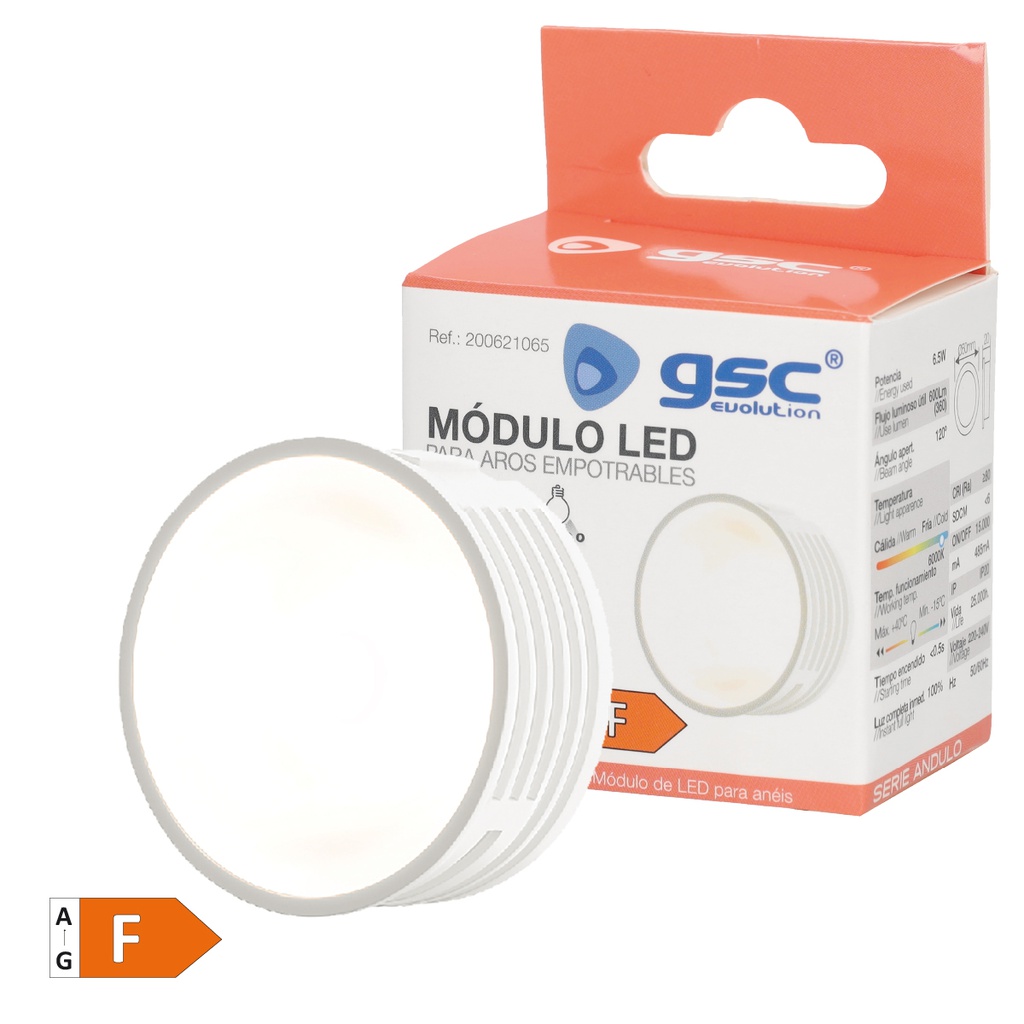 Módulo LED plano Serie Andulo para focos y aros empotrables 120º 6,5W 6000K