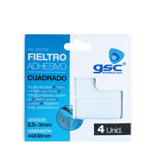 Set 4 fieltros adhesivos cuadrados 44x38mm - Blanco