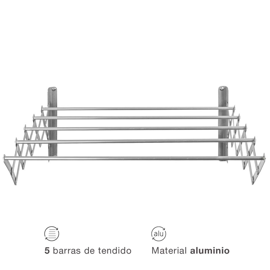 Tendedero extensible pared Bisalla 100cm con 5 barras de tendido