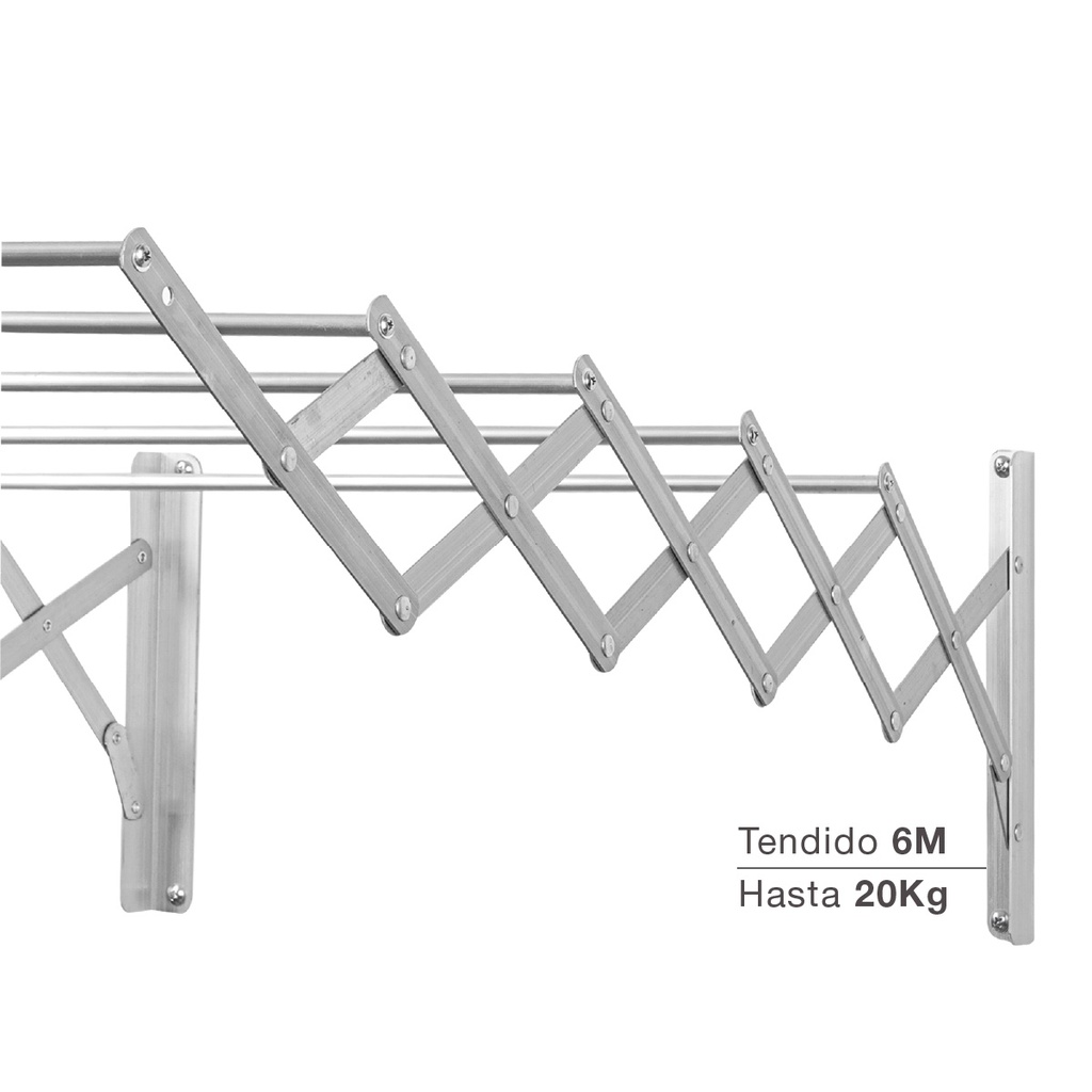 Tendedero extensible pared Bisalla 120cm con 5 barras de tendido