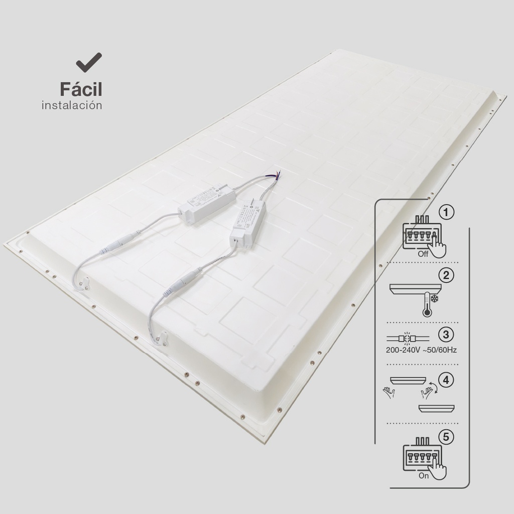 Panel empotrable LED rectangular Luena 60W 6000K Blanco