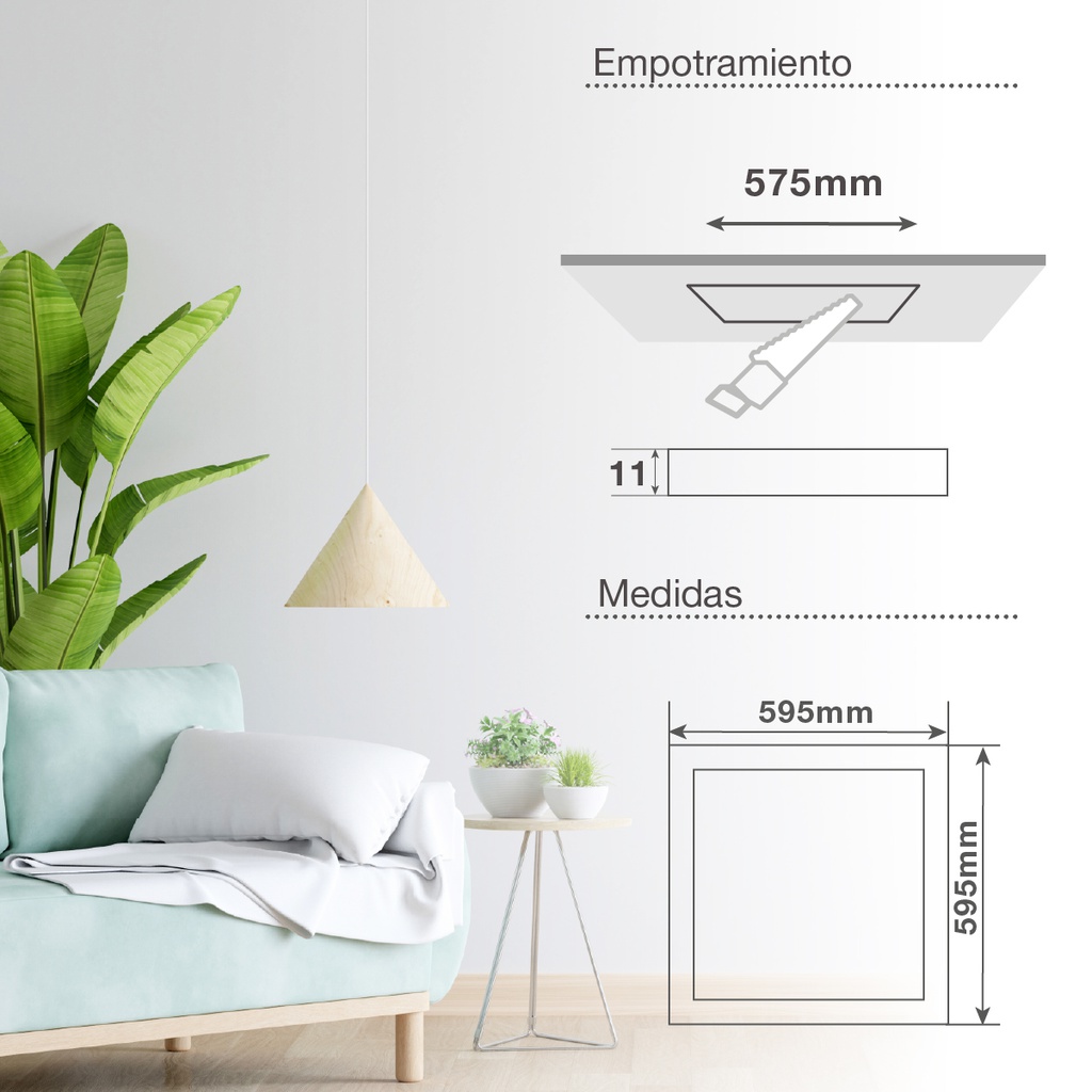 Marco empotrable panel LED Reteta 40W 6000K Blanco