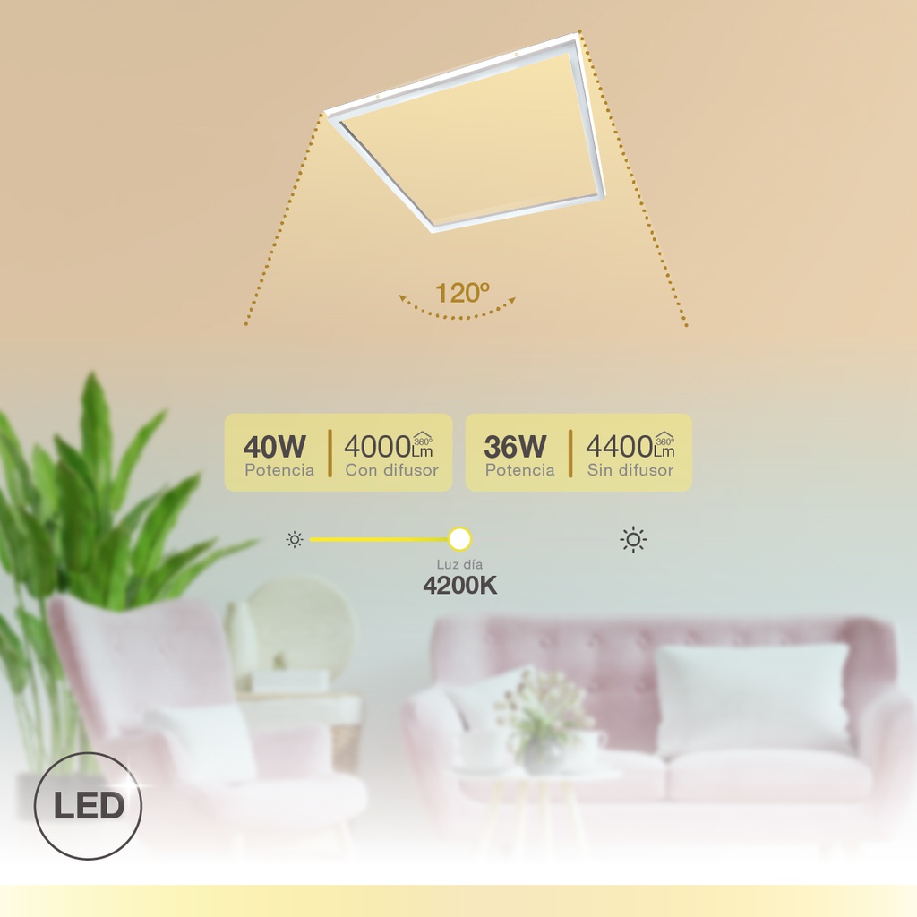 Marco empotrable panel LED Reteta 40W 4200K Blanco