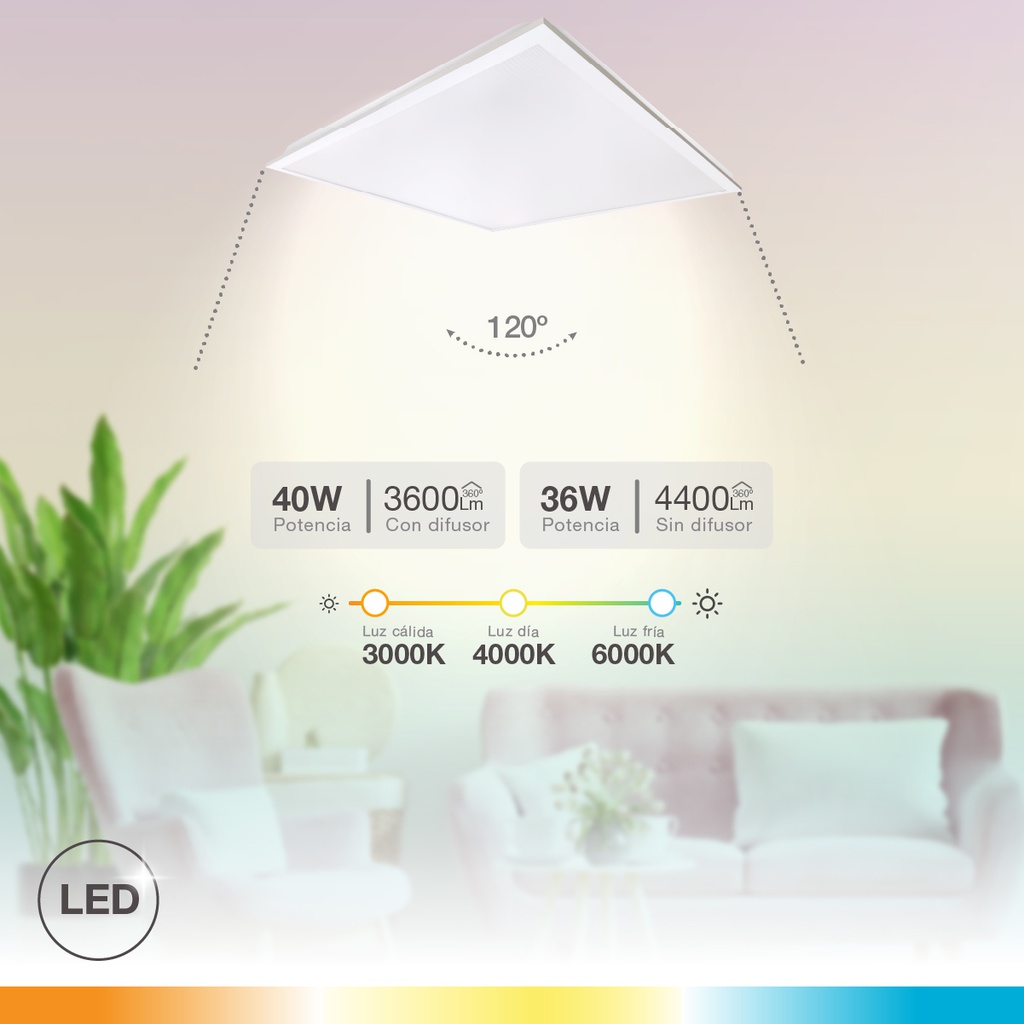 Panel empotrable LED Gilé 40W 3000 - 4000 - 6000K UGR19 Blanco