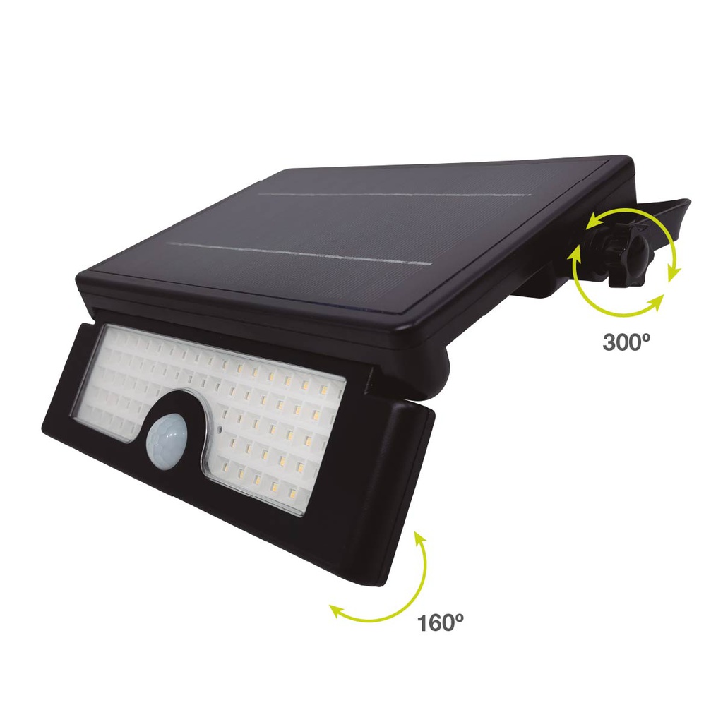 Foco proyector solar LED Cela con sensor de movimiento y crepuscular 6W 3000 - 4000 - 6000K IP54 Negro