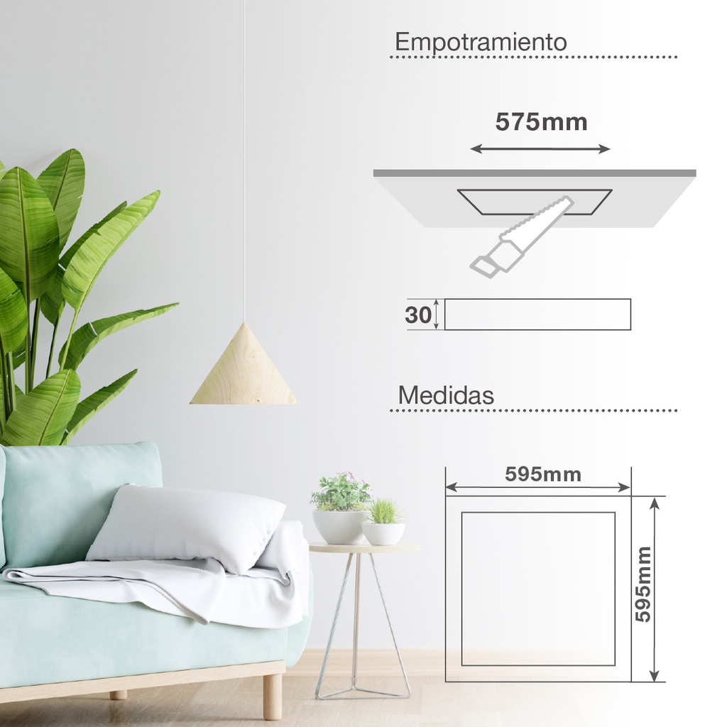 Panel empotrable LED Lubuko 40W 4200K UGR19 IP44 Blanco - Pro Line