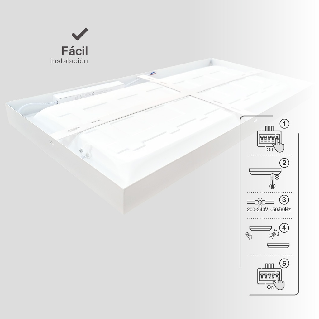 Panel superficie LED rectangular Kisongo 40W 6000K Blanco