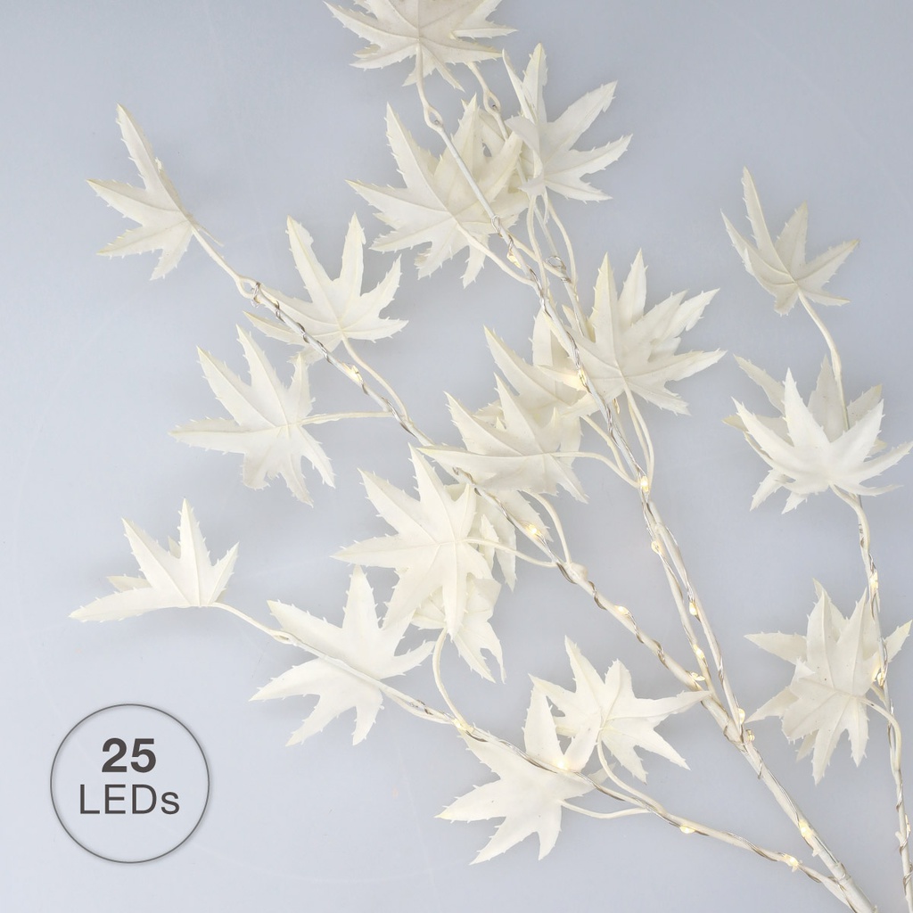 Rama decorativa LED de hojas de arce blancas 0,70M Luz cálida