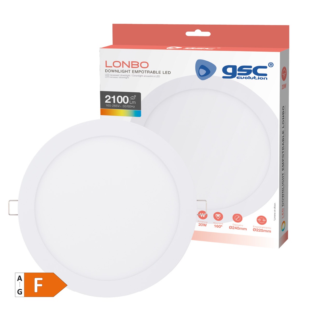 Downlight empotrable LED redondo Lonbo 20W 3000K Blanco