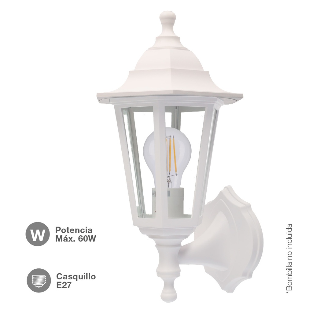 Farol de jardín brazo reversible Serie Bagan E27 IP44 Blanco