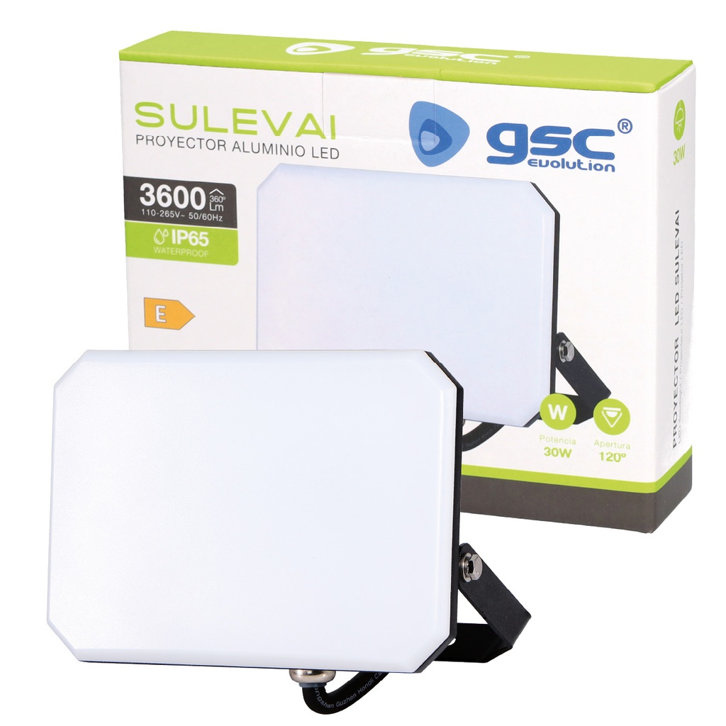 Proyector aluminio LED Sulevai 30W 6500K IP65 Negro