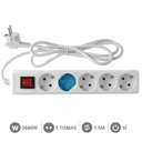 Extensão elétrica Série Estándar 5T com interruptor (3x1.0mm) 1,5M Branco