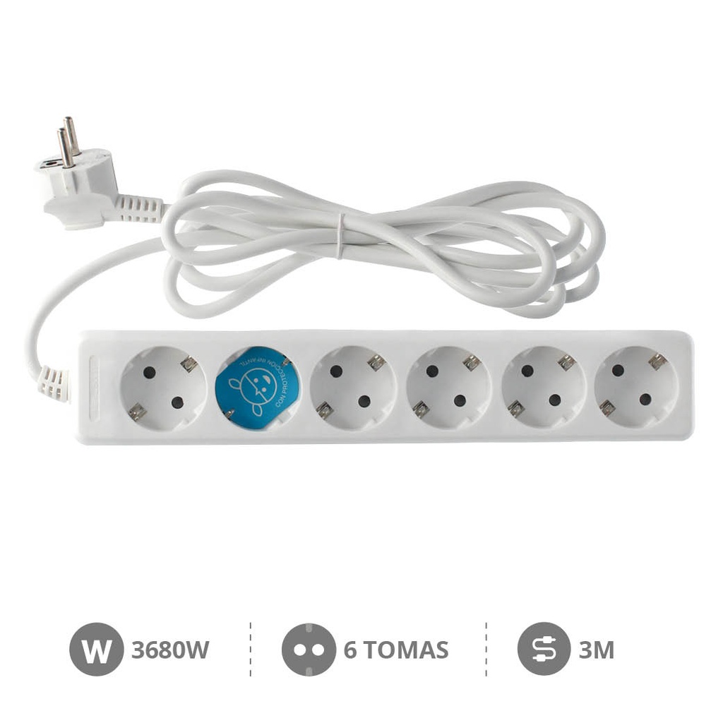 6 way socket White (3x1.5mm) 3M wire