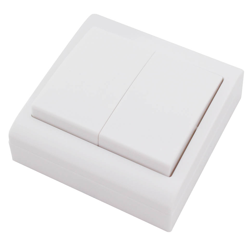 Doble Interruptor superficie Blanco 80x80mm 10A 250V