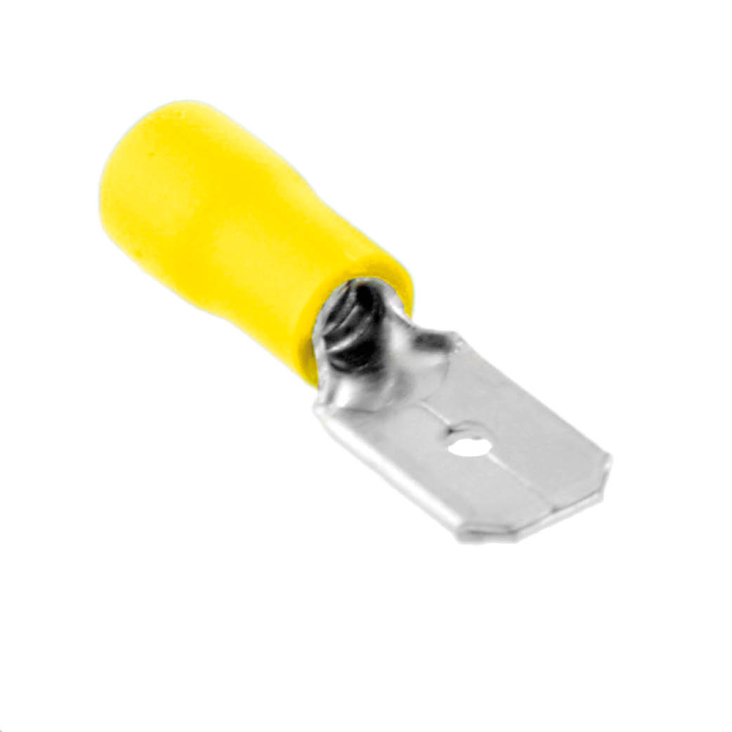 Saco 50 un. terminal macho plano 6,35/4–6 mm Amarelo