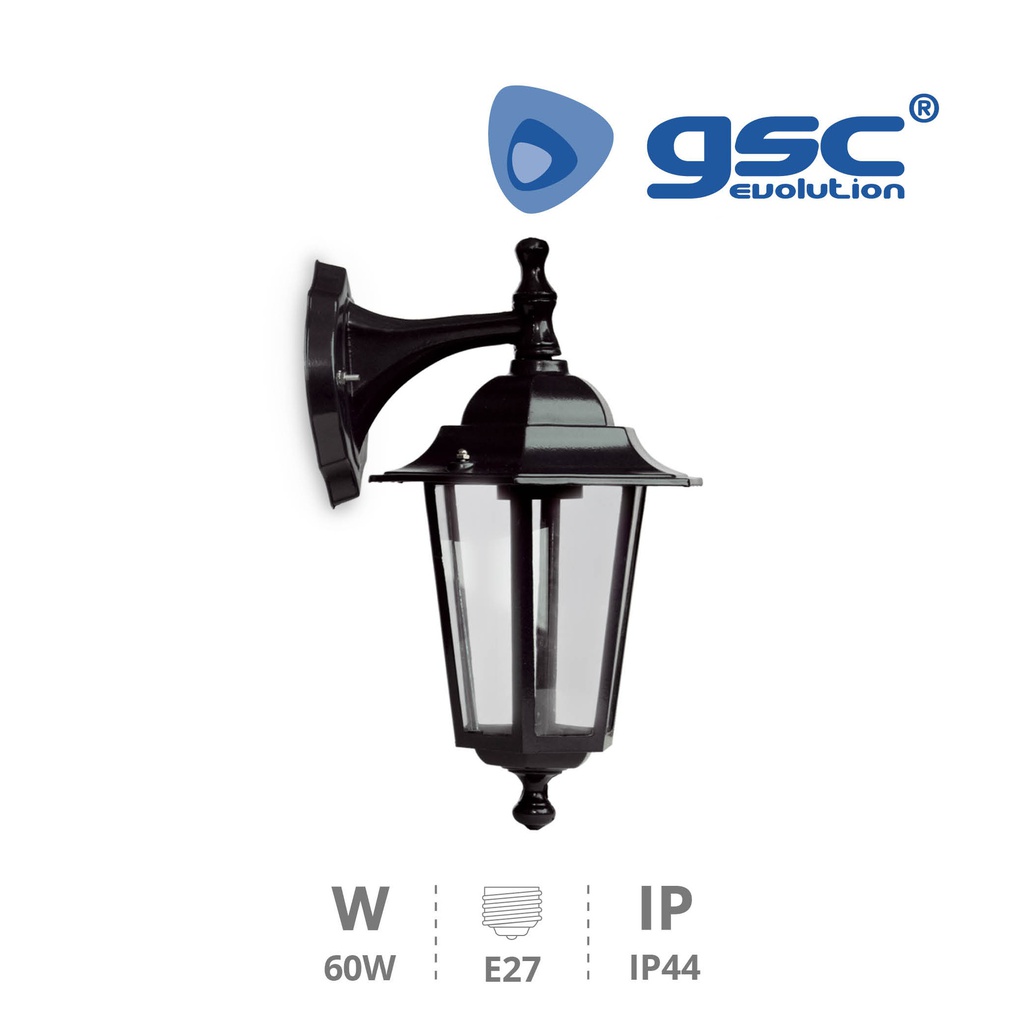 Alma series top mounted arm wall garden light E27 black