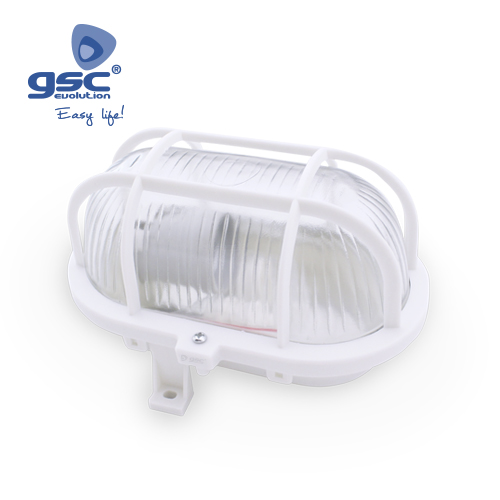 Aplique oval de plástico E27 60W 230V Branco