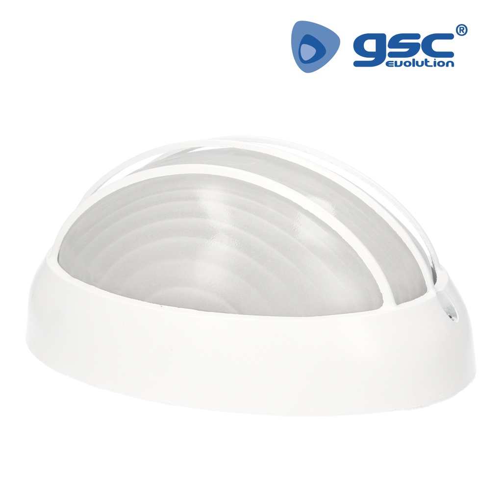 Aplique semi-oval alumínio com grelha E27 60W Branco