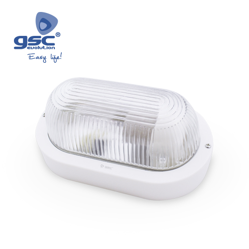 Aplique oval de plástico liso E27 60W 230V Branco