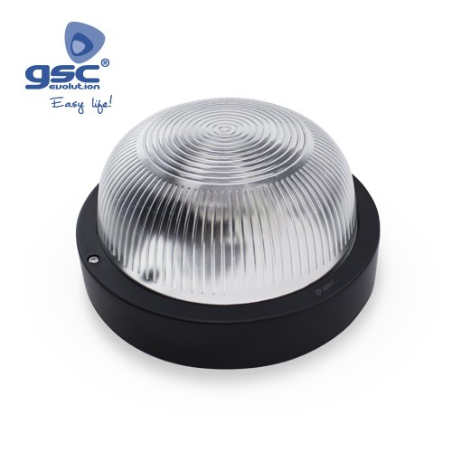 Round smooth plastic wall sconce, E27 60W 230V Black