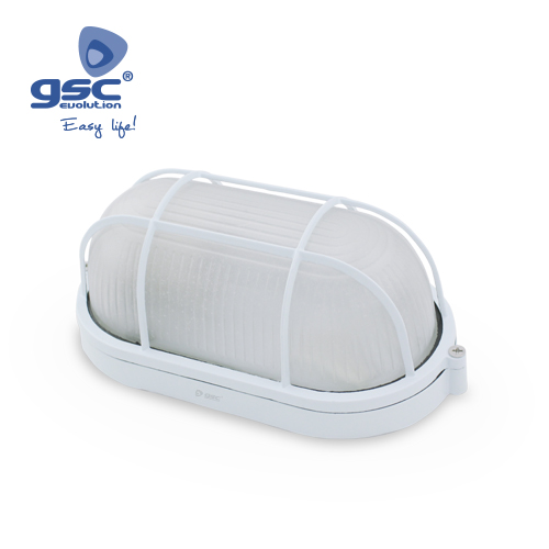 Aplique oval alum. com grelha E27 Max. 60 W Branco