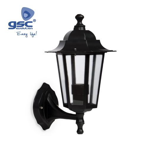 Farol de jardín brazo abajo Serie Lenna E27 Negro