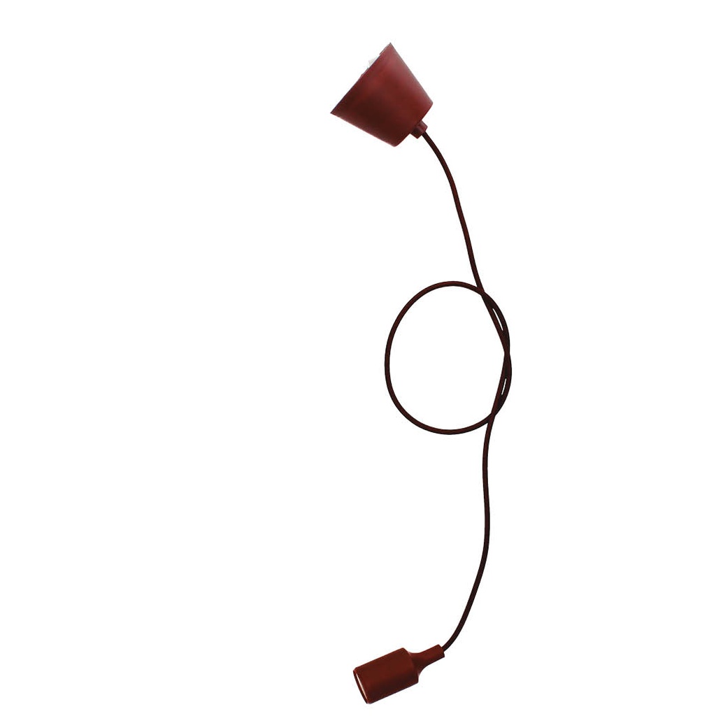 Porte-lampe silicone E27 câble textile 1M - Marron