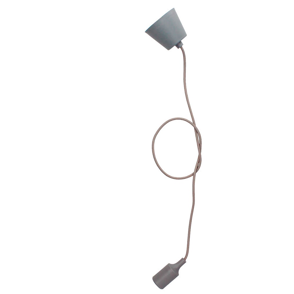 Porte-lampe silicone E27 câble textile 1M - Gris