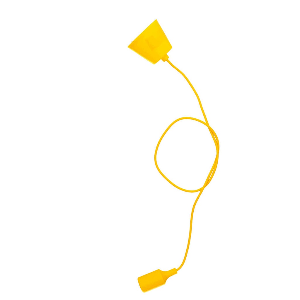 Porte-lampe silicone E27 câble textile 1M - Jaune