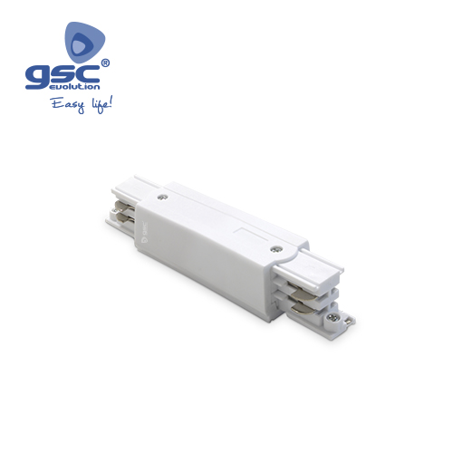 Conector recto 3 vias para foco carril LED Blanco