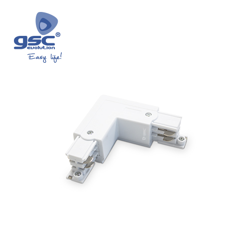 Connecteur L 3 voies pour spot rail LED Blanc