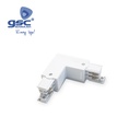 Conector L 3 vias para foco carril LED Blanco