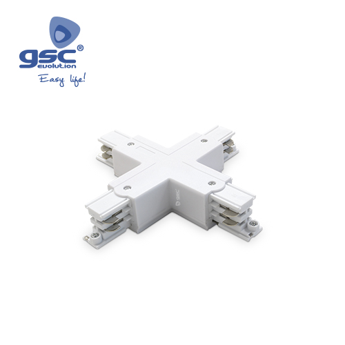 Conector forma 3 vias para foco carril LED Blanco